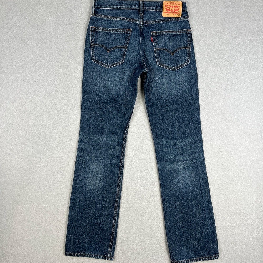 Levis 527 Jeans Mens 30x34 (Fit 30x32) Slim Fit Boot Cut Dark Wash Blue Denim - Picture 2 of 13